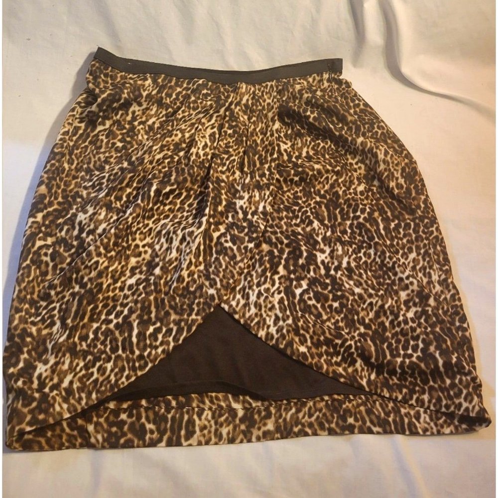 Worthington Leopard Skirt Women Size XL 16 Short Brown Summer